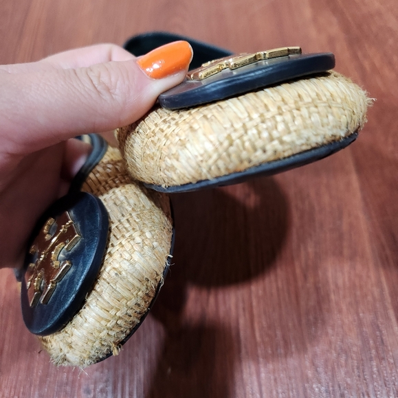 Tory Burch Straw Reva Raffia Logo Ballet Flats - Picture 4 of 5